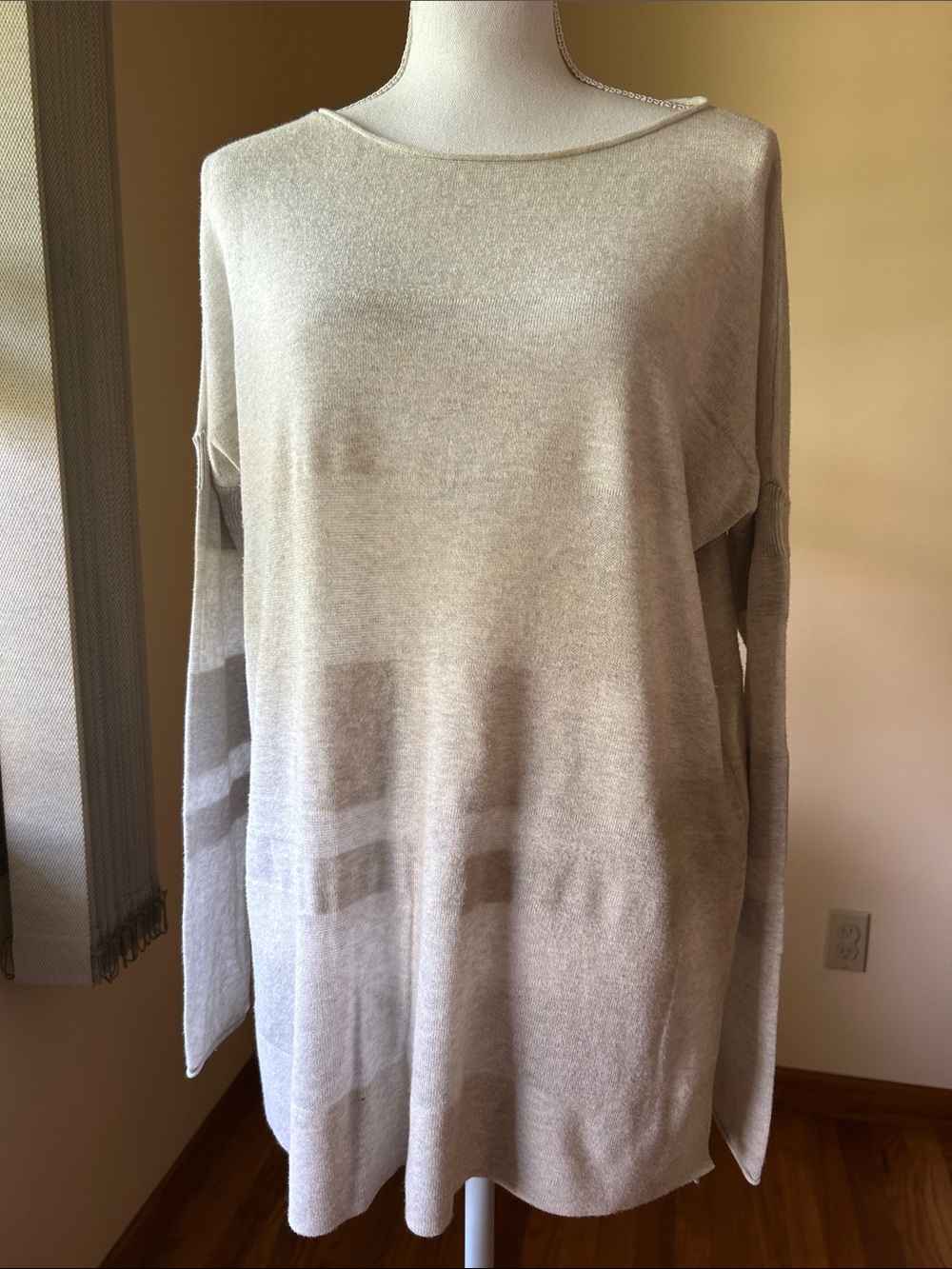 Lou & Grey Boatneck Tunic with side vents; Long Sleeve; Dropped Shoulder; Size L